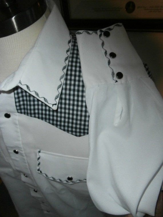 Mens Shirt Hounds-tooth Western Style Shirt Long