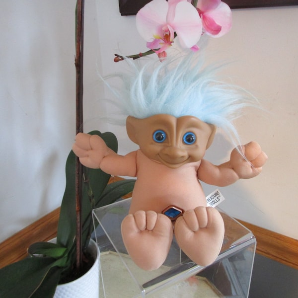 1991 Ace Jewel Blue Hair  "Treasure Trolls" Troll Doll