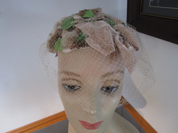 Vintage Ladies Miss Sally Victor Flower Covered Netting  display picture 3