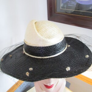 Womens Hat Black & White Adolfo Hat Womens Vintage Hat image 5