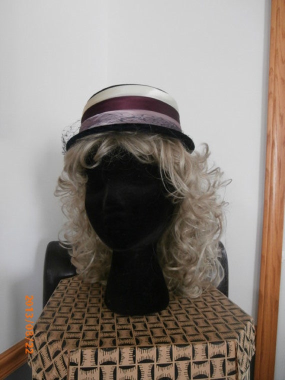 Womens Blue Velvet With Netting Formal or Casual Vintage Hat  display picture 1