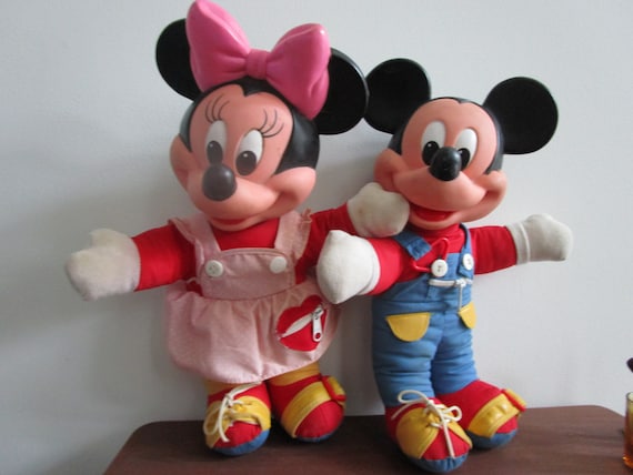 Vintage 1980s Mickey & Minnie Mouse Learn to Dress Me Dolls Mattel