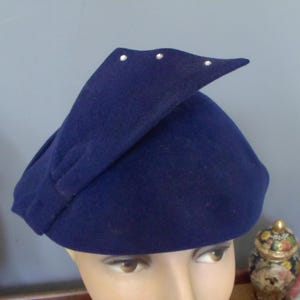 Pillbox Navy Hat - Etsy