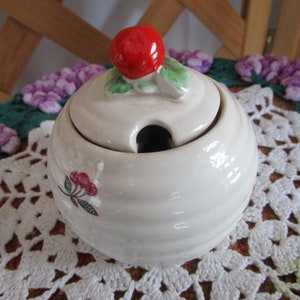 Antique Cherry Beehive Lidded Dish Made in Czechoslovakia