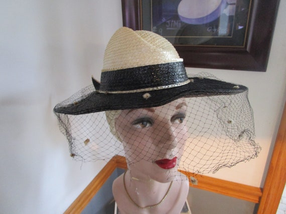 Womens  Hat  Black & White - Adolfo  Hat -Womens … - image 1