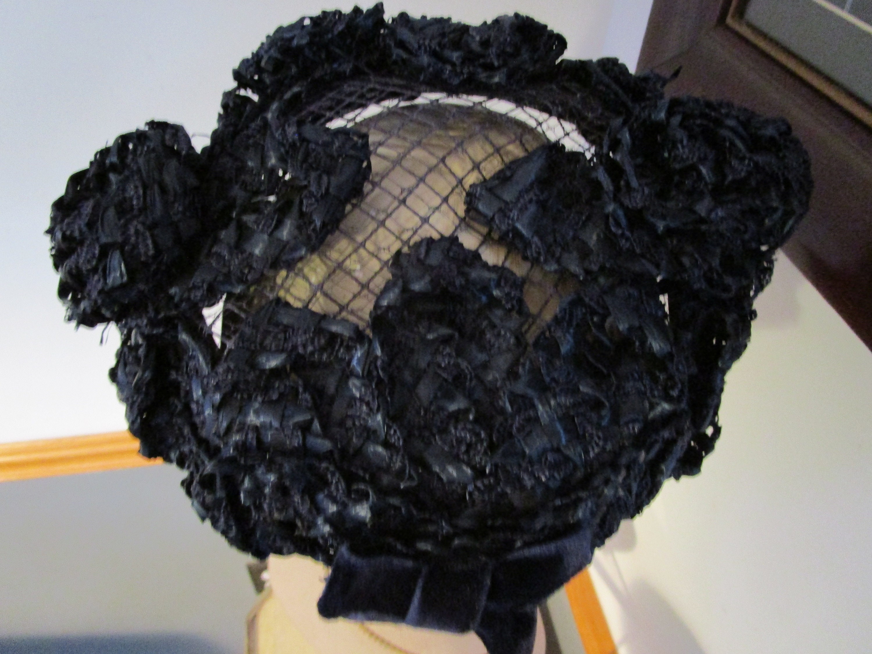 RARE Vintage Janyth Roy UNION MADE Navy Blue Ribbon Bow Raffia Vintage 40s Hat Janyth Roy Hat - Etsy main image 2