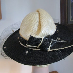 Womens Hat Black & White Adolfo Hat Womens Vintage Hat image 10