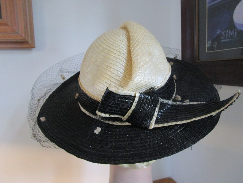 Womens Hat Black & White Adolfo Hat Womens Vintage Hat image 10