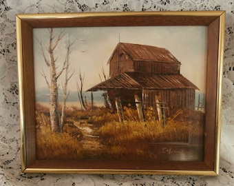 J. Medina  Peaceful Landscape  Original Oil on Canvas Painting, Wood Frame