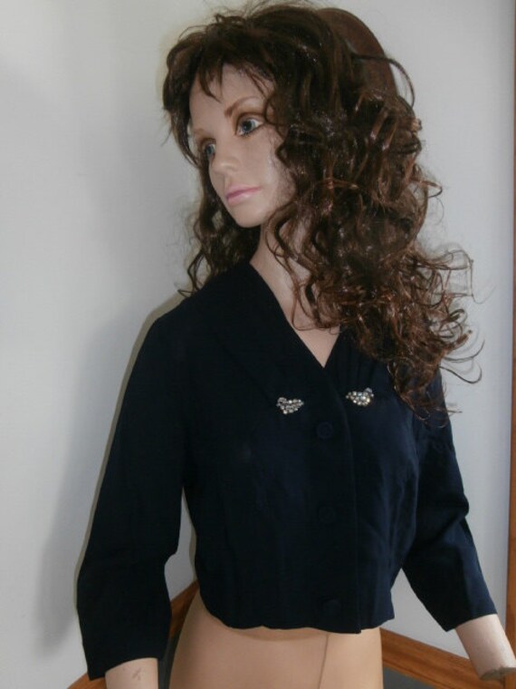 Womens Blouse/Jacket:Vintage Bolero Crop Jacket B