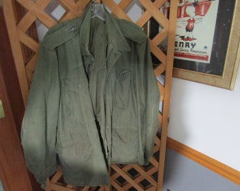 Vintage Army Green Field Jacket with Detachable  Hat,Men's or Women's