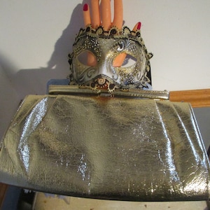 Vintage Gold Foil Metallic Clutch Purse Theodor  California