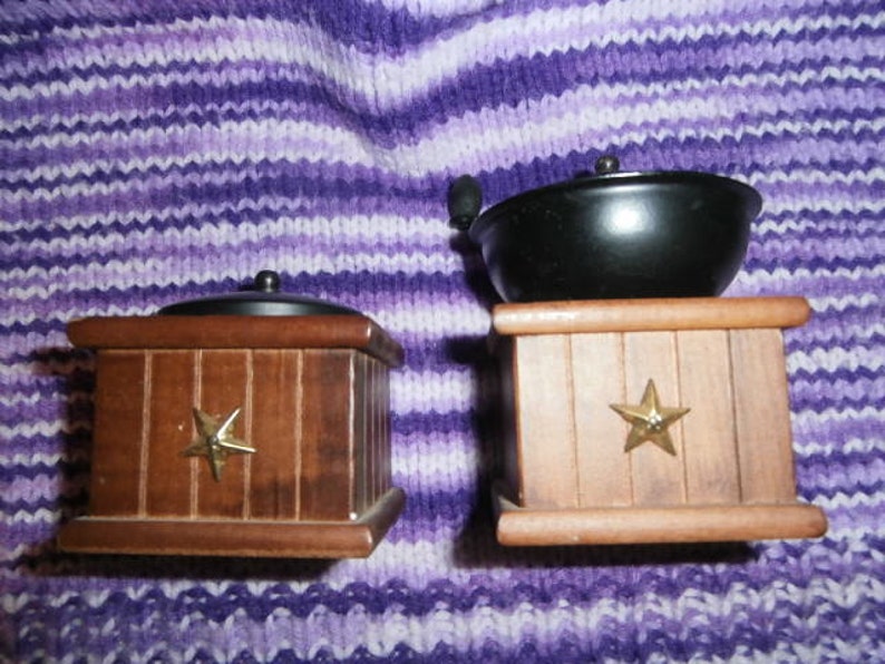 Salt & Pepper Shakers Wood and Black Metal Grinder Gold Etsy