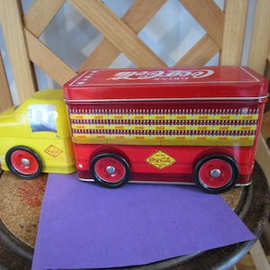 Coca-Cola Coke Delivery Truck Tin with Wheels Two Compartments