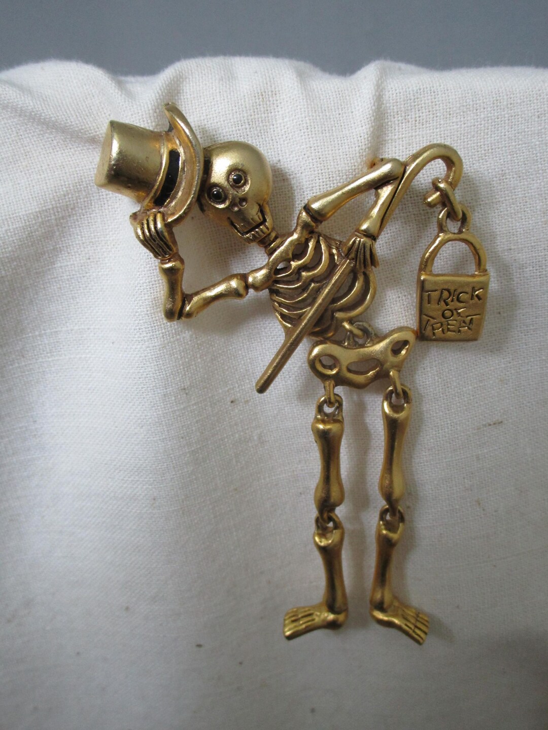 80s Articulating Gold Tone Skeleton Brooch Signed Danecraft - Etsy