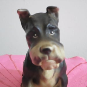 Vintage Sitting Schnauzer Puppy Lefton Japan Ceramic Figurine
