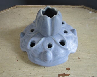Weller Pottery  Blue Water Lily Flower Frog Art Pottery Vintage Flower Frog Weller