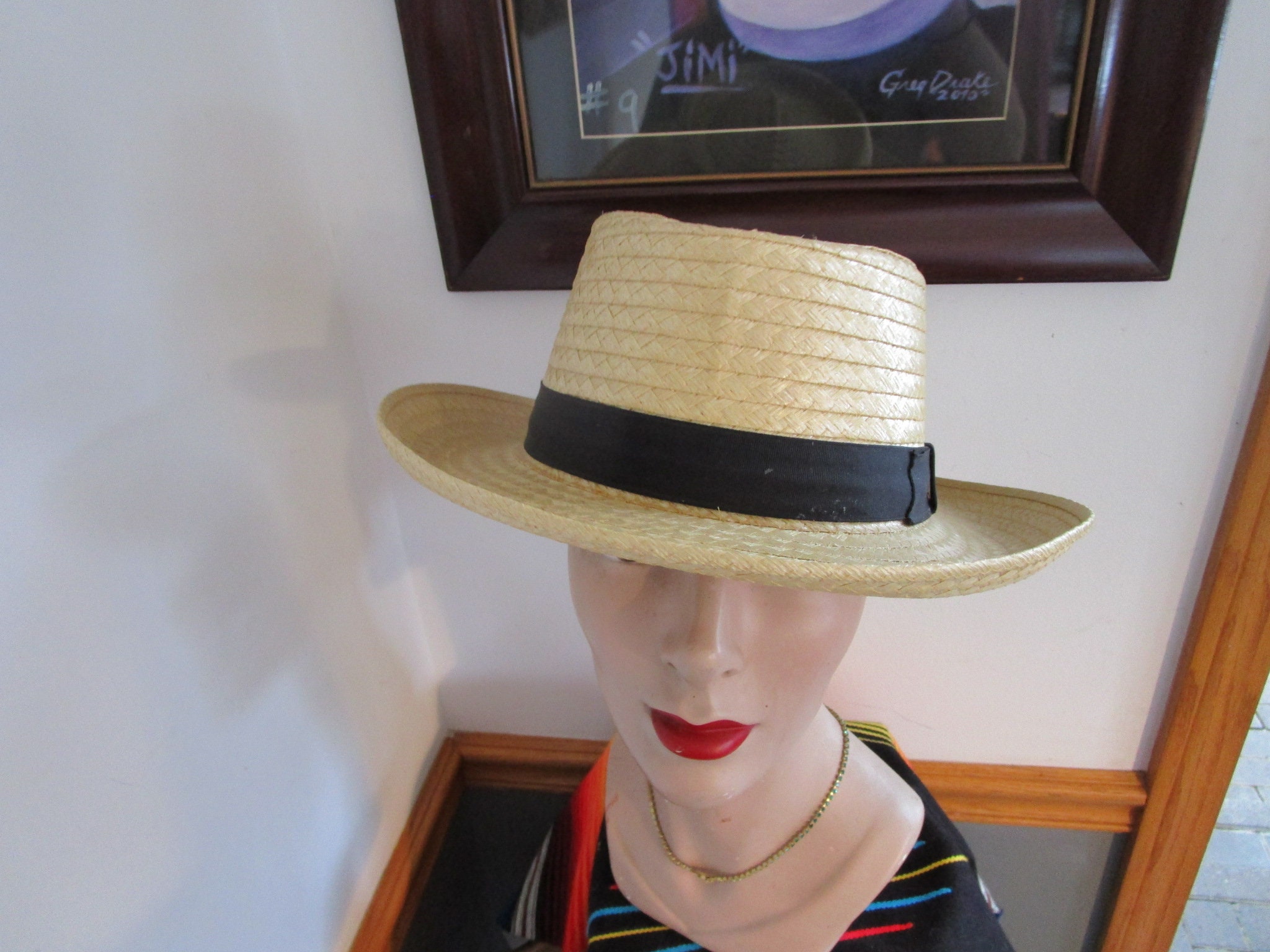 Sombrero paja para hombre Fedora Boater Hat Vintage - Etsy México