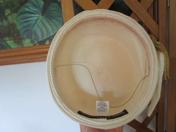 Whittall & Shon Designer Hat White with Gold Trim… - image 8