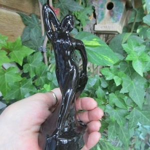 Flower Frog Dancer Woman- Rare Black/ High Gloss - Antique Flower Frog-Two Hole Flower Holder-Vase
