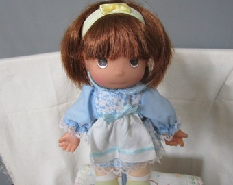 90's Precious Moments Soft Body Doll Plastic Head and Hands  7 1/2"