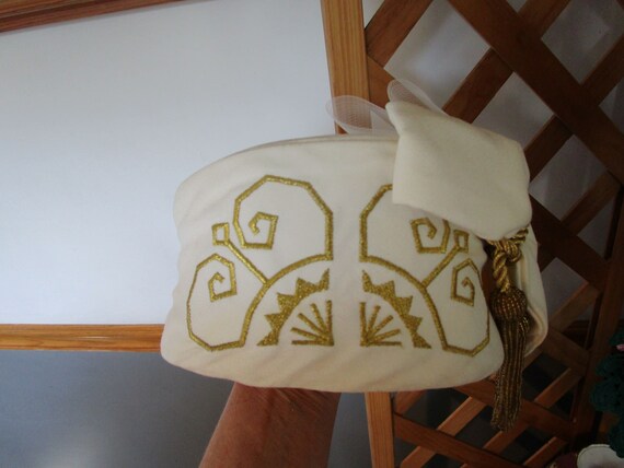 Whittall & Shon Designer Hat White with Gold Trim… - image 5