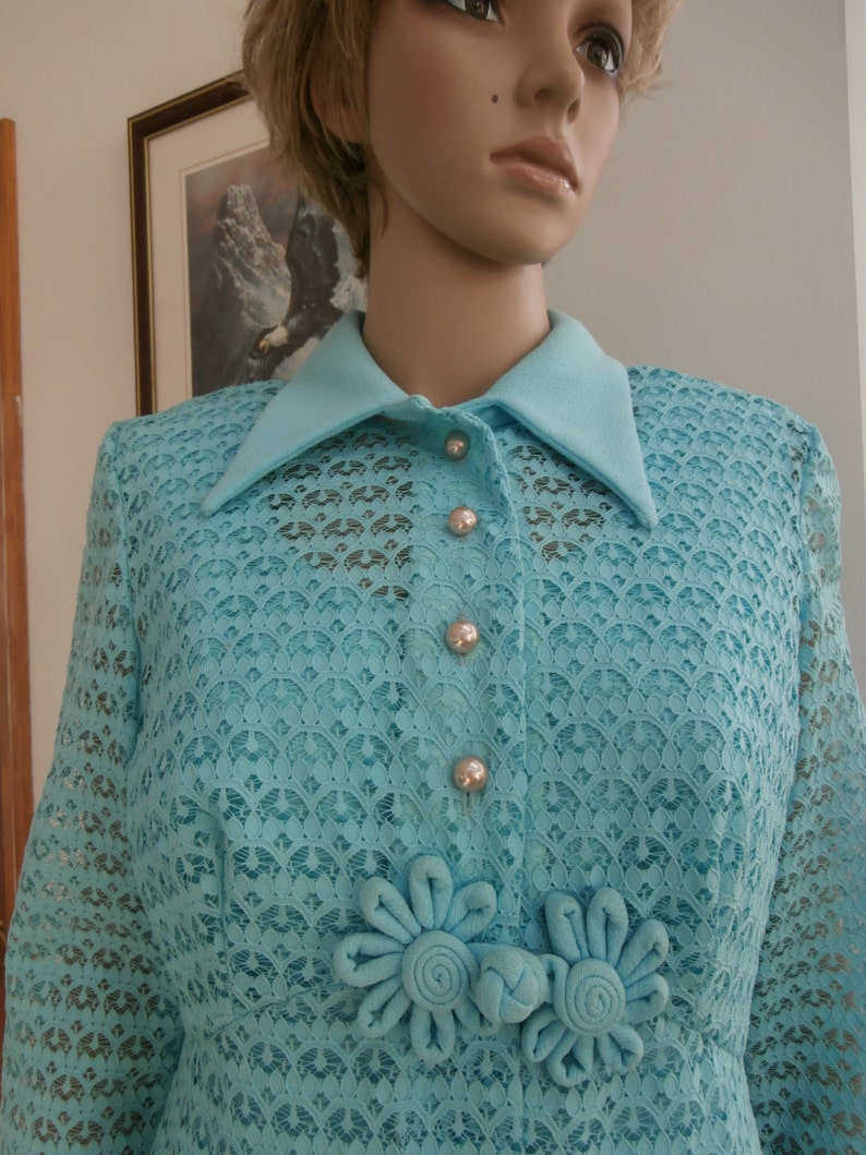 Womens Dress Blue Maxi Two Piece Sleeveless-60's Lace | Etsy