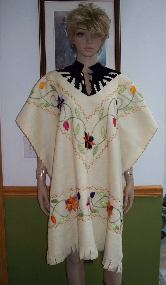 Poncho: Embroidered Handmade Poncho Cape /Jacket