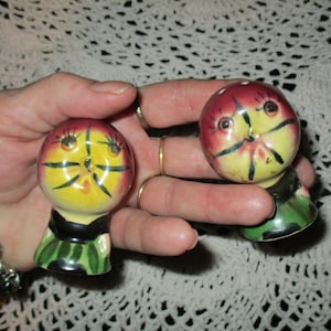 Vintage Anthropomorphic Fruit Salt & Pepper Shakers  Vintage Japan