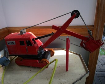 1960's Alps K-25 Tracked Power Shovel Crane Vintage Tin Toy Japan