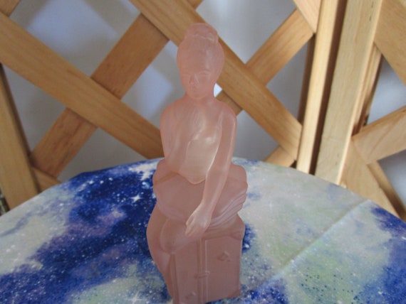 Avon Figural Ballerina Pink Frosted Glass/Plastic… - image 7