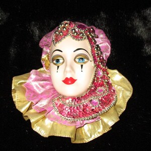Head Bust Flapper Women Porcelain Mask Heavy Beading & Sequins Mask ...