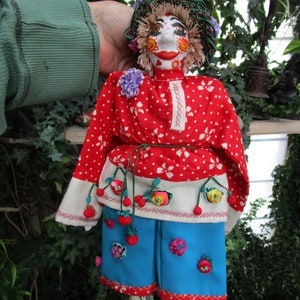 Colorful Happy  Fancy Clown Rag Doll with Hanging Loop to Hang or Sitter
