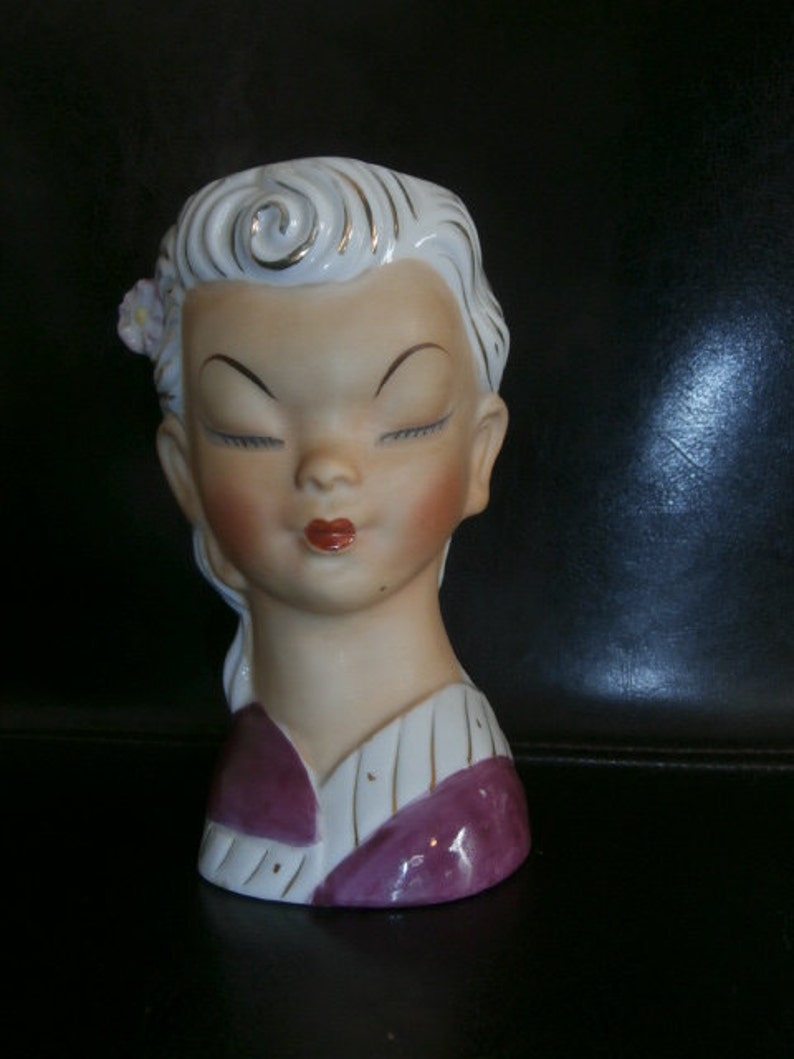 Head Bust Oriental Figurine Women Bust Head Home Vase Art Etsy