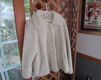 Vintage Spiegel Blushe made in the U.S.A. Women's Cream Color Swing Jacket Winter Coat XL