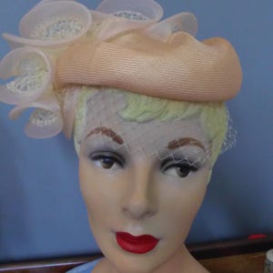 Vintage 1960s Anita Pineault Peach Cocktail Hat Canadian Millinery Anita Pineault Hat - Etsy Canada main image 2