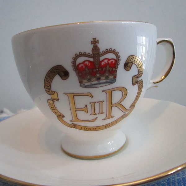 Queen Anne Silver Jubilee Teacup and Saucer Made in England Display Collectors Piece