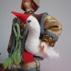 Folk Art Standing Display Figurine Man Holding Duck Art Doll