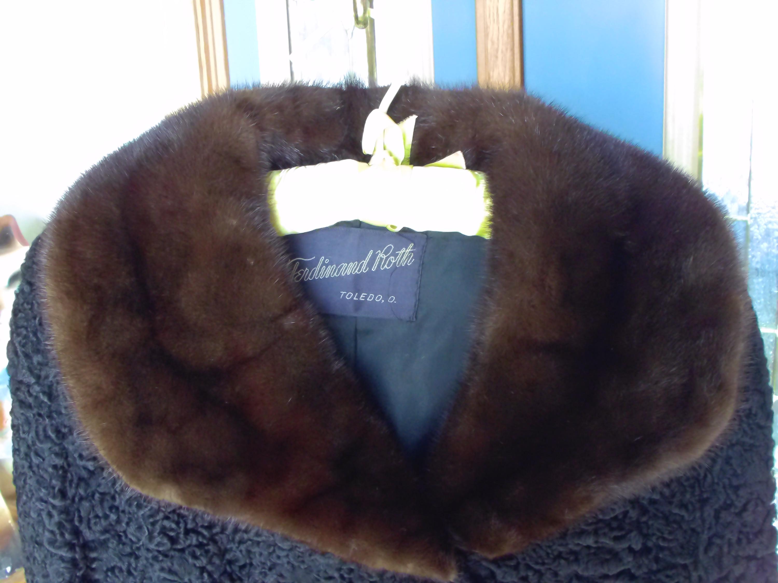 Black Persian Curly Lamb With Mink Collar 1960's Ferdinand & Roth ...