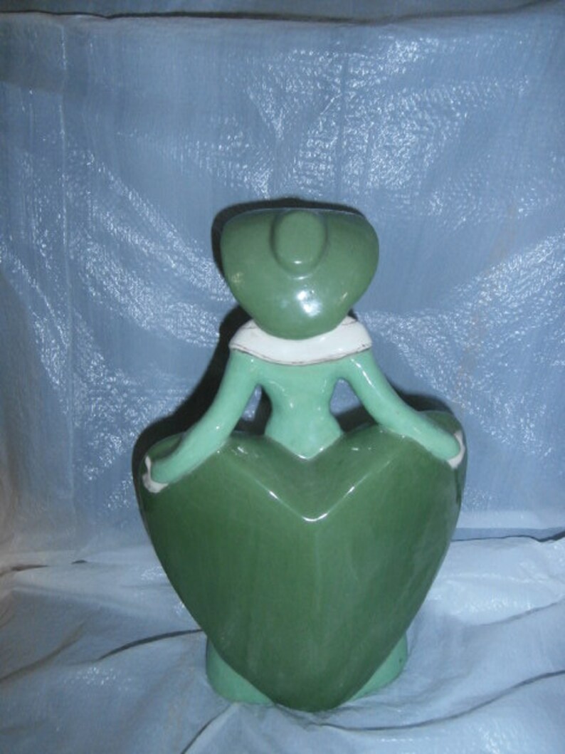 1950's Double Flower Vase Head Bust Green Art Pottery Etsy