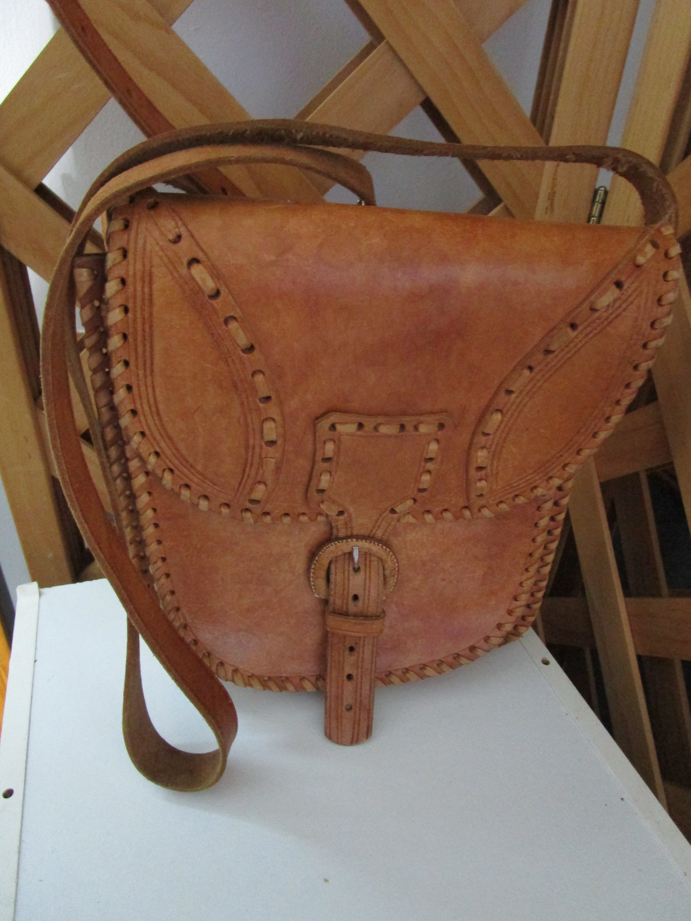 Riviera - Compact Shoulder Bag with Boho Fringe, Authentic Vintage Golden / Adjustable Crossbody Strap