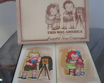 Baraja de cartas vintage de Campbell Soup Company "This was America" (Esto era América).
