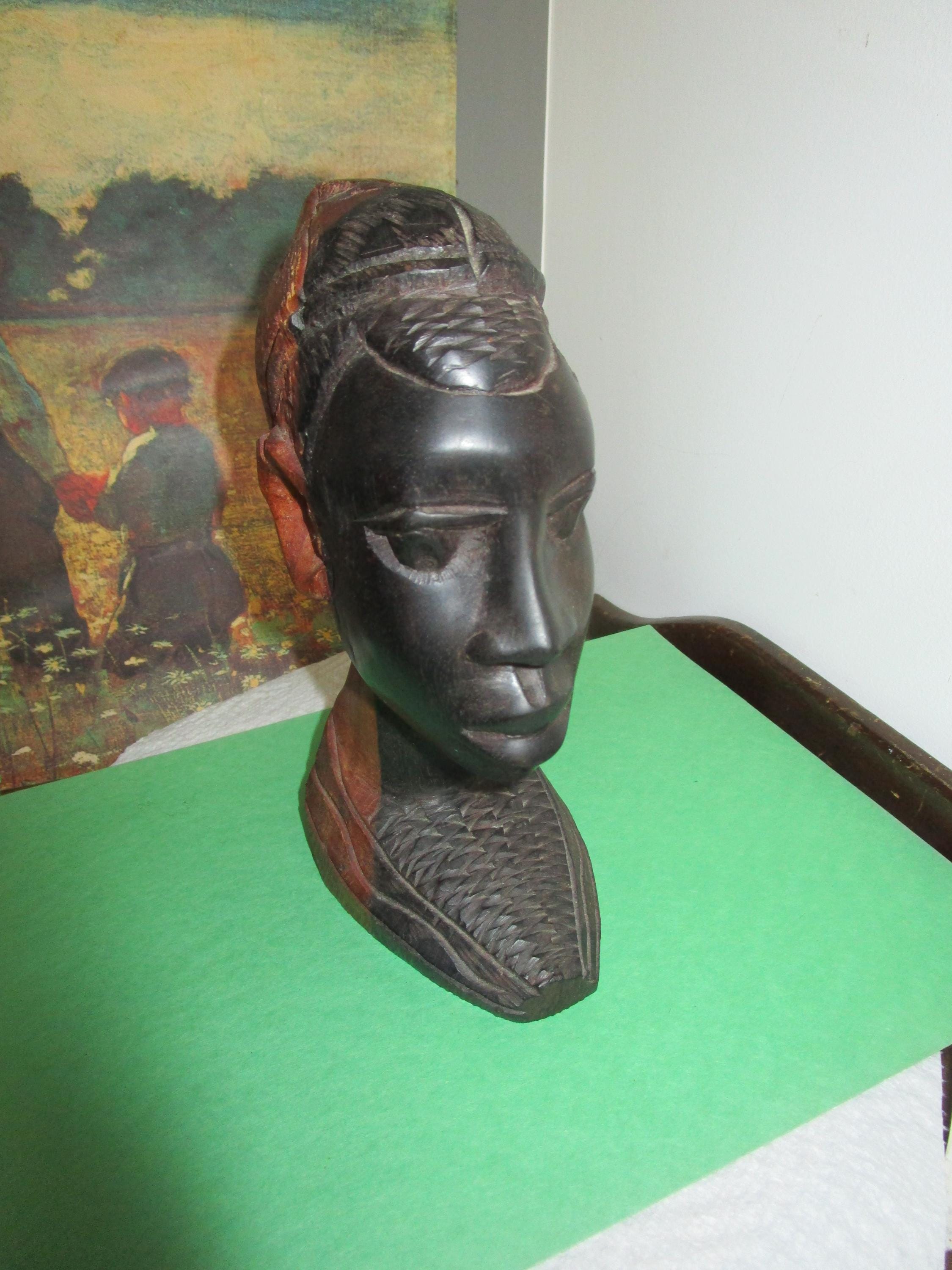 Black African Head Statues - Etsy