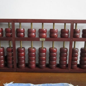 Large Genuine Burmese Teak  Counting Abacus made in Hong Kong with Original Tags