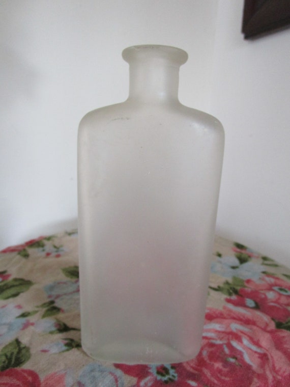 Vintage Tall Frosted Floral Glass Bottle - image 6