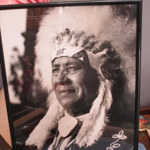 Vintage Black and White AMERICAN Chief Photo Framed Wall Art Never Forget History