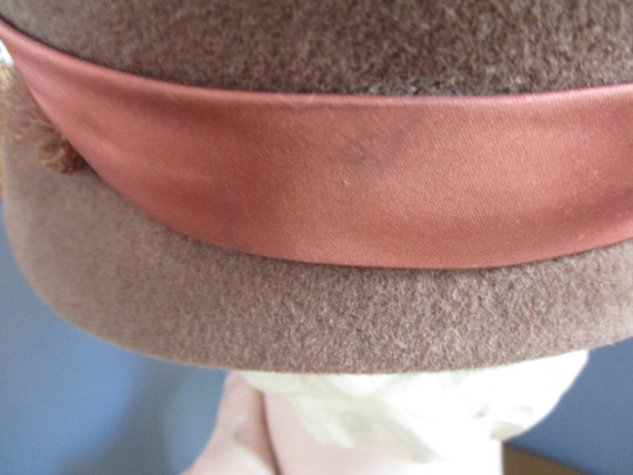 Ladies Brown  Unique Winter  Vintage Hat,with Fea… - image 8