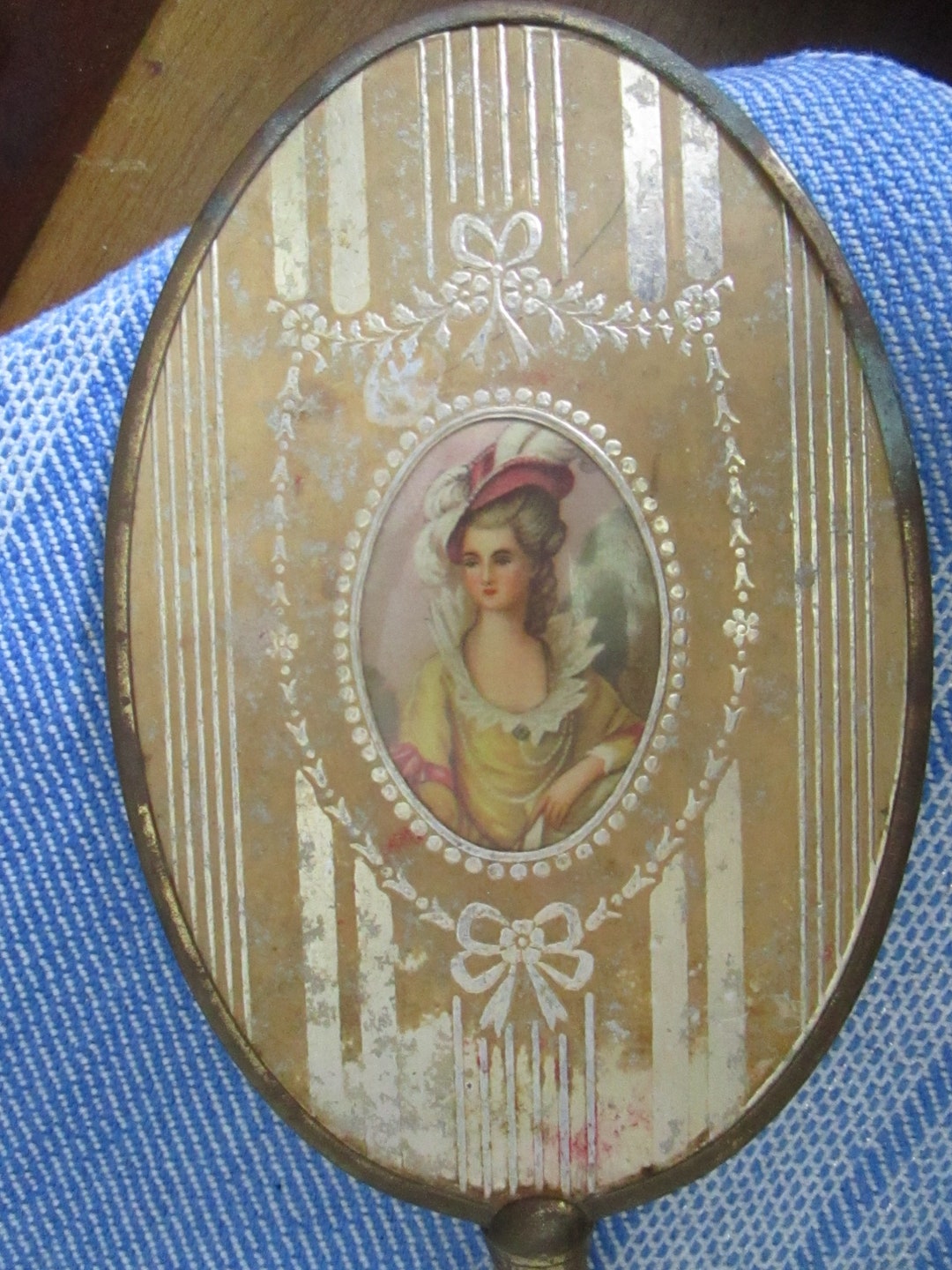 Antique Victorian Hand Vanity Mirror Beveled Mirror With Victorian Big