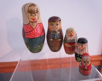 verde Brown Interestmaker 7PCS fatto a mano in legno matrioske Matryoshka Russian Doll