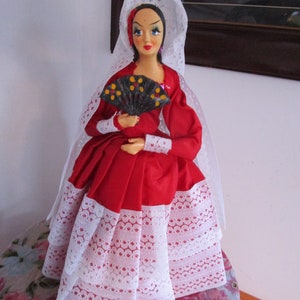 Vintage Spanish Doll Figurine Ornament Collectable Self Standing 12&quot; Display Doll